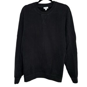 Sunspel Loopback Sweatshirt Mens XL Crewneck Cotton V Stitch Classic Black